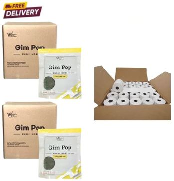 Gim Pop Full/Half 130g SUSHI NORI (2Boxes) + 230ft POS Receipt Paper 3.1/8 (1Box: 50 Rolls)