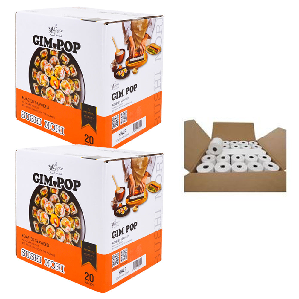 Gim Pop Full/Half 130g SUSHI NORI (2Boxes) + 230ft POS Receipt Paper 3.1/8 (1Box: 50 Rolls)